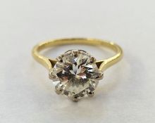 18ct gold and diamond solitaire ring set round brilliant cut diamond, claw set, total diamond weight