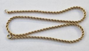 14ct gold twist chain necklace, 9g approx.