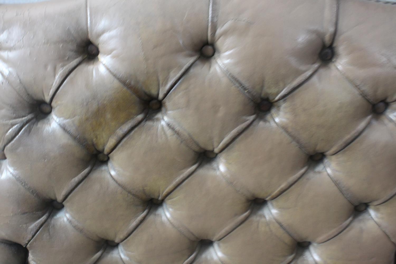 A pair of vintage Gainsborough style library armchairs in deep buttoned and studded leather - Image 3 of 8