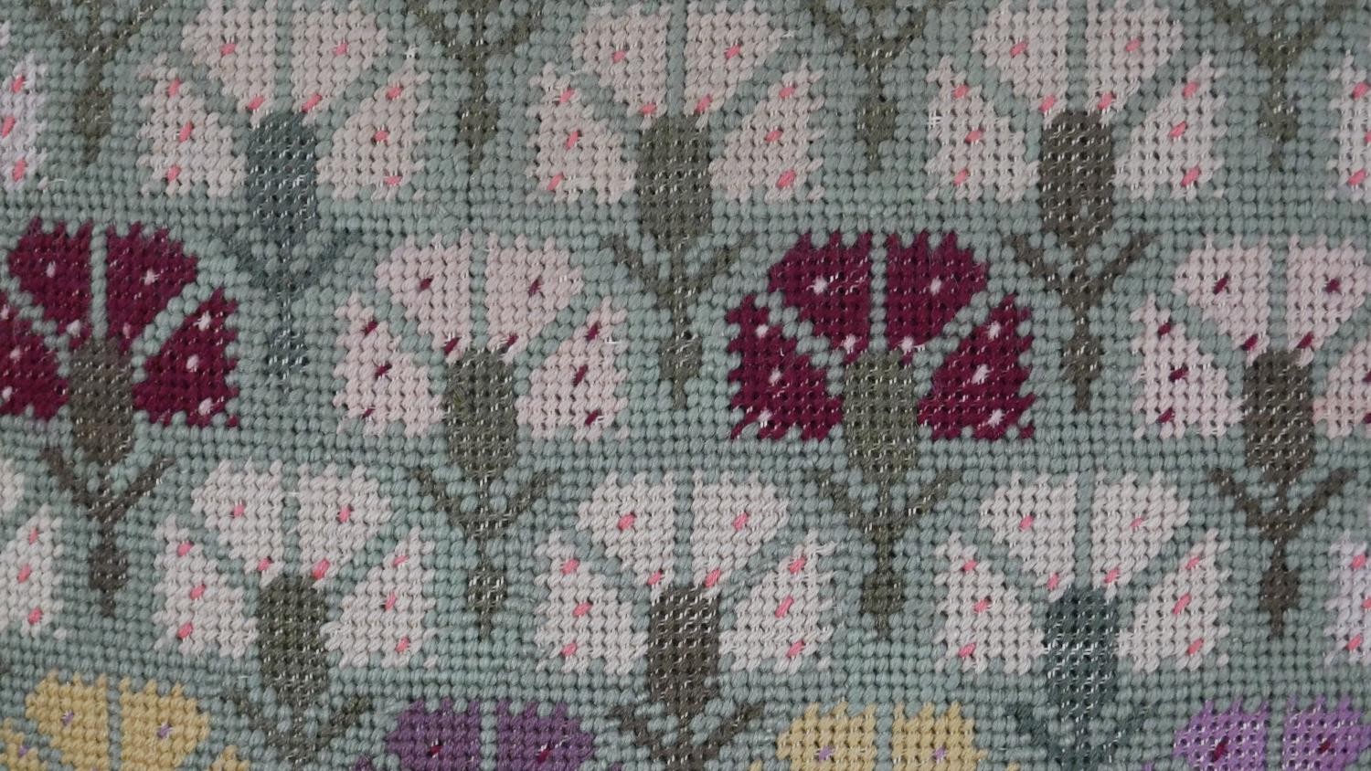 A 19th century Continental walnut armchair in stylised floral tapestry upholstery and lion carved - Image 4 of 7