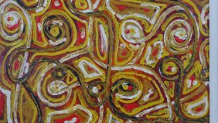 A framed abstract oil on canvas. Unsigned. H.60 W.65cm