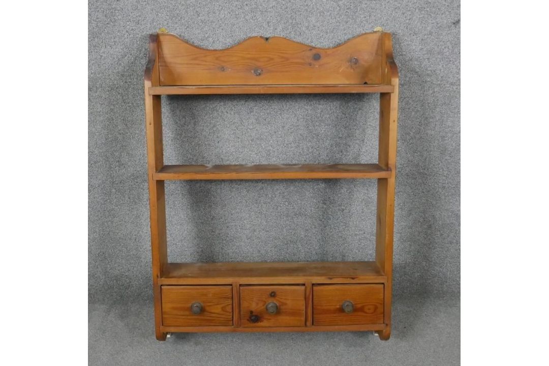 A set of pine open kitchen shelves fitted with spice drawers. H.91 W.67 D.14cm - Image 1 of 5