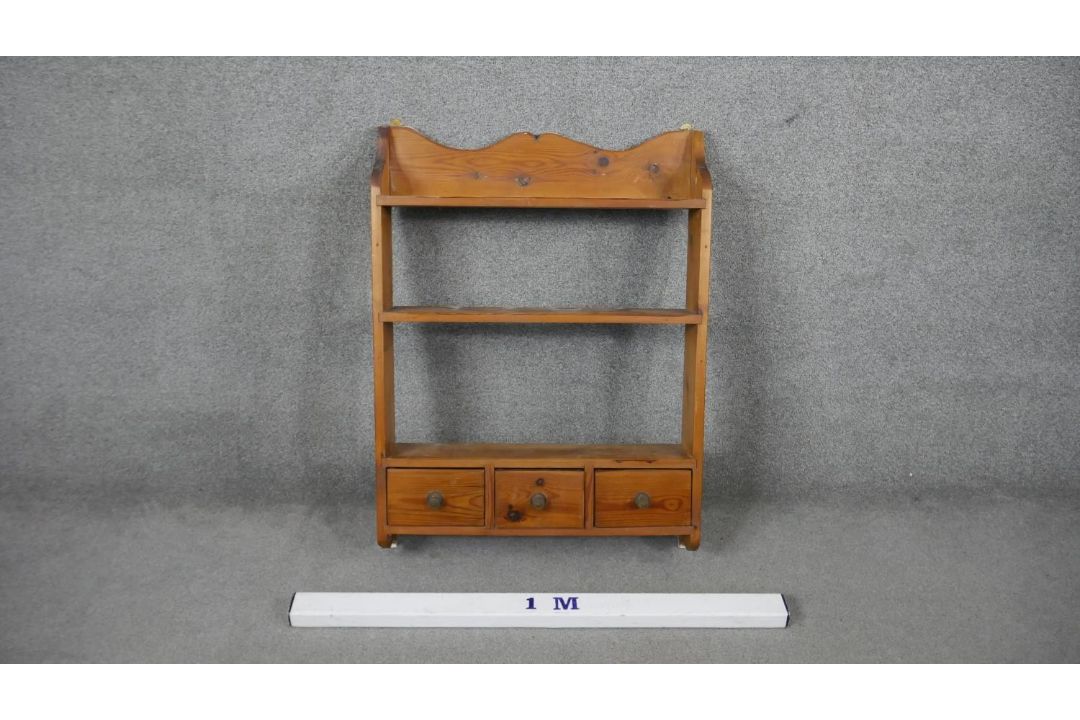 A set of pine open kitchen shelves fitted with spice drawers. H.91 W.67 D.14cm - Image 5 of 5