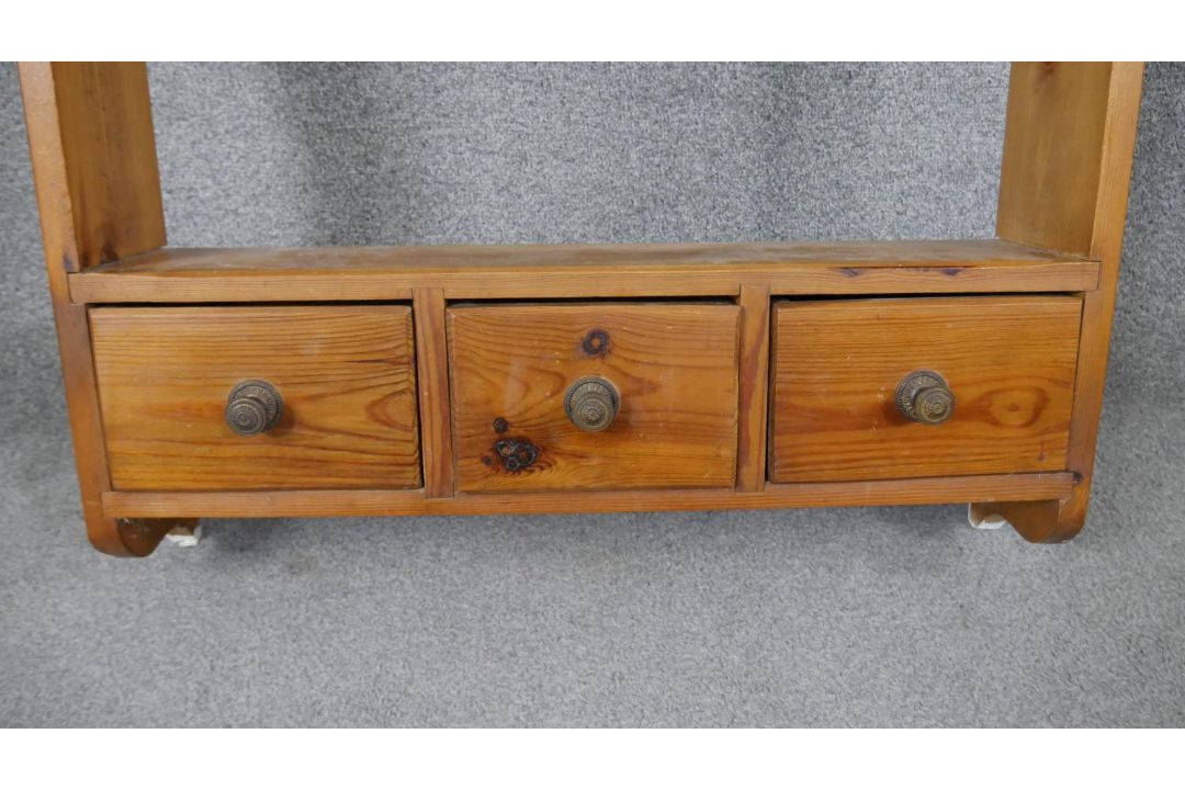 A set of pine open kitchen shelves fitted with spice drawers. H.91 W.67 D.14cm - Image 2 of 5