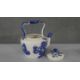 A blue and white Staffordshire ironstone tea pot, rose design along with a hand painted floral - Image 2 of 8