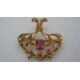 A Victorian yellow metal (tested 15 carat) seed pearl and pink stone brooch/pendant. Set with thirty - Image 3 of 7