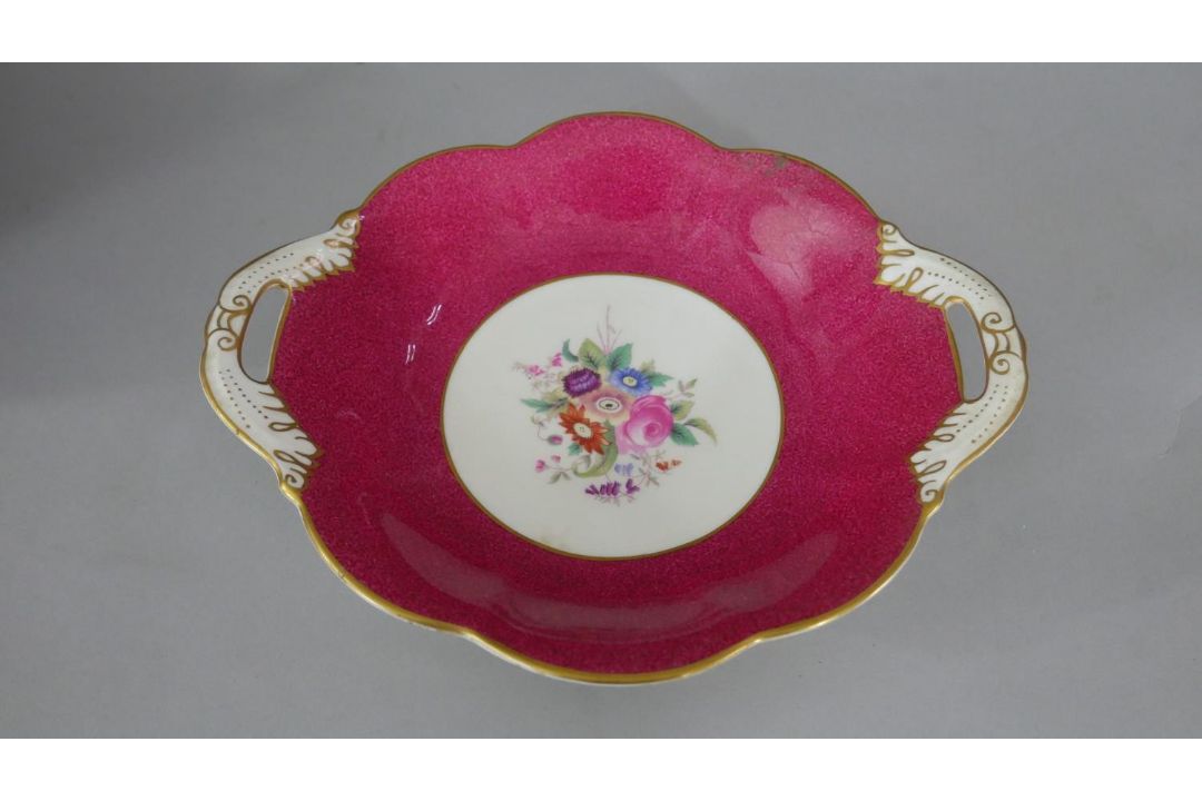 A blue and white Staffordshire ironstone tea pot, rose design along with a hand painted floral - Image 6 of 8