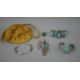 A collection of Native American turquoise jewellery with a yellow suede pouch. Including two - Image 1 of 8