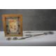 A framed painted plastic tile effect picture of Punch and Judy along with two horse brasses and fire - Image 1 of 9