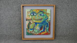 A framed oil on board, portrait study, 