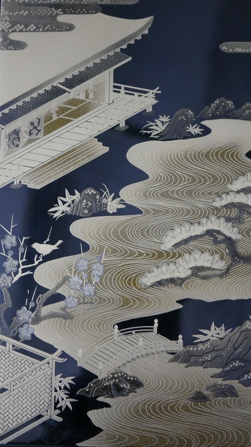 Two Japanese gilded lacquered boxes. One a tea caddy with partitions decorated with a village - Image 6 of 8