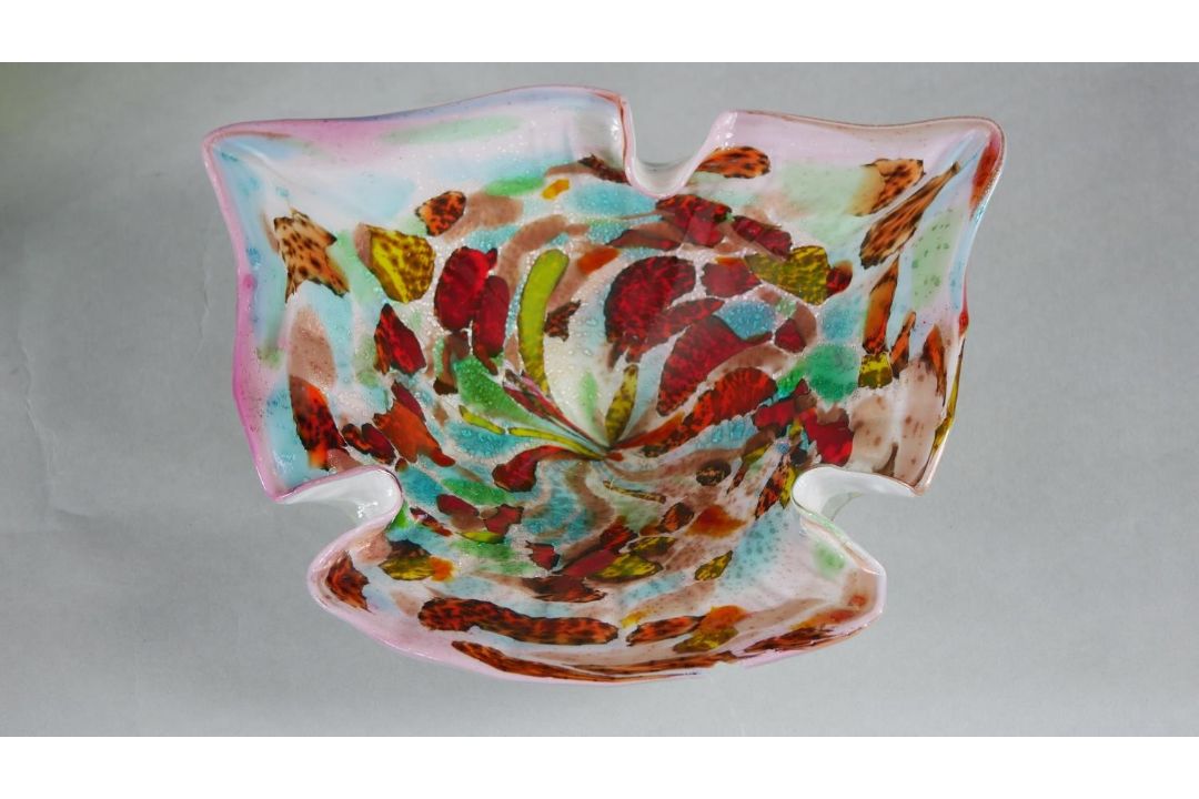 A collection of glass. Including a green and purple art glass hours design goblet, a colourful swirl - Image 2 of 5
