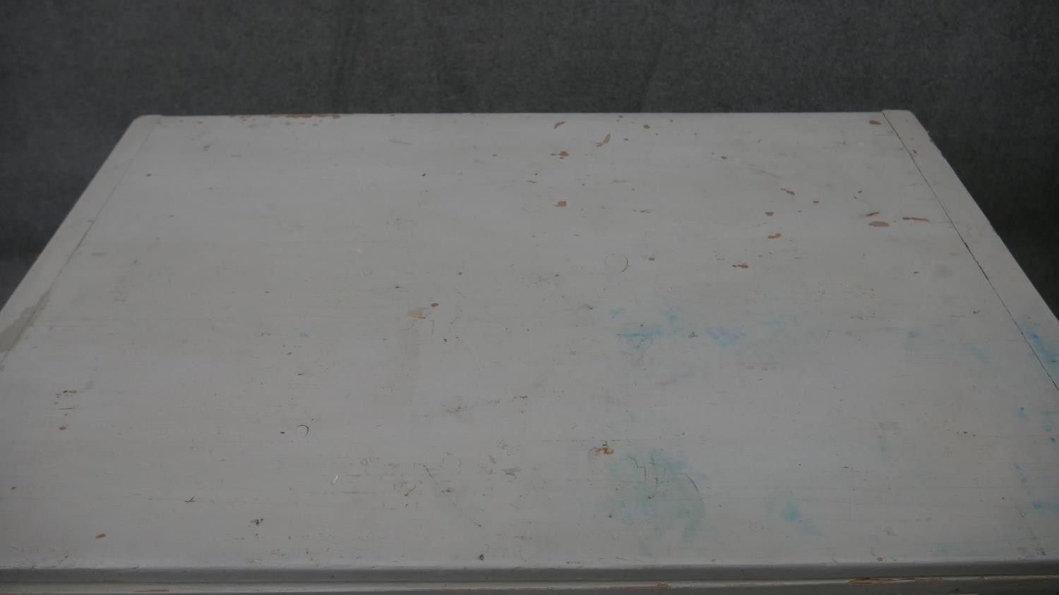 A 19th century painted pine fold over top dining table. H.80 W.100 D.66cm (not extended) - Image 6 of 8