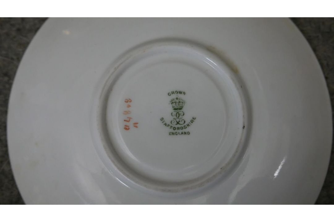 A Crown Staffordshire fine china royal blue and gold twelve person hand painted part tea set. - Image 3 of 6