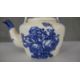 A blue and white Staffordshire ironstone tea pot, rose design along with a hand painted floral - Image 4 of 8