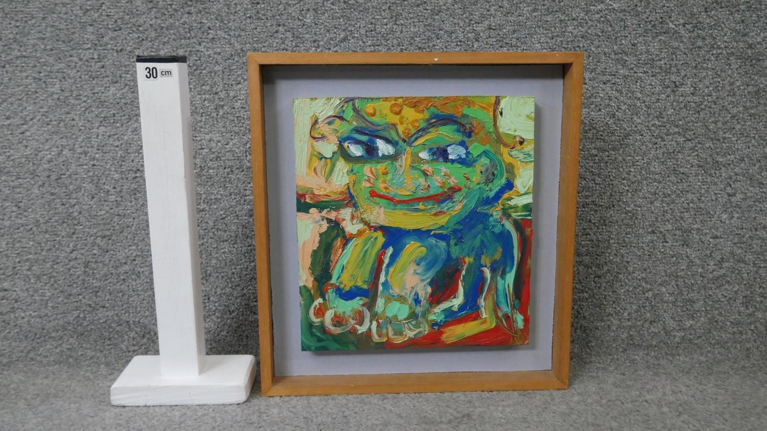 A framed oil on board, portrait study, "Tip-toe tall", Sally James, exhibition labels to the - Image 2 of 4