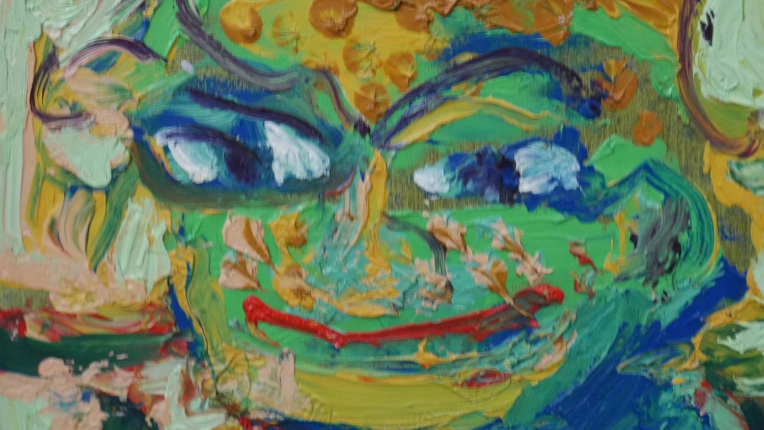 A framed oil on board, portrait study, "Tip-toe tall", Sally James, exhibition labels to the - Image 3 of 4
