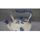 A blue and white Staffordshire ironstone tea pot, rose design along with a hand painted floral - Image 3 of 8