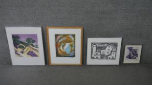 Jane Tuely- Four framed and glazed prints of various subjects. Labels verso. H.52 W.43 cm (largest)