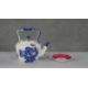 A blue and white Staffordshire ironstone tea pot, rose design along with a hand painted floral - Image 1 of 8