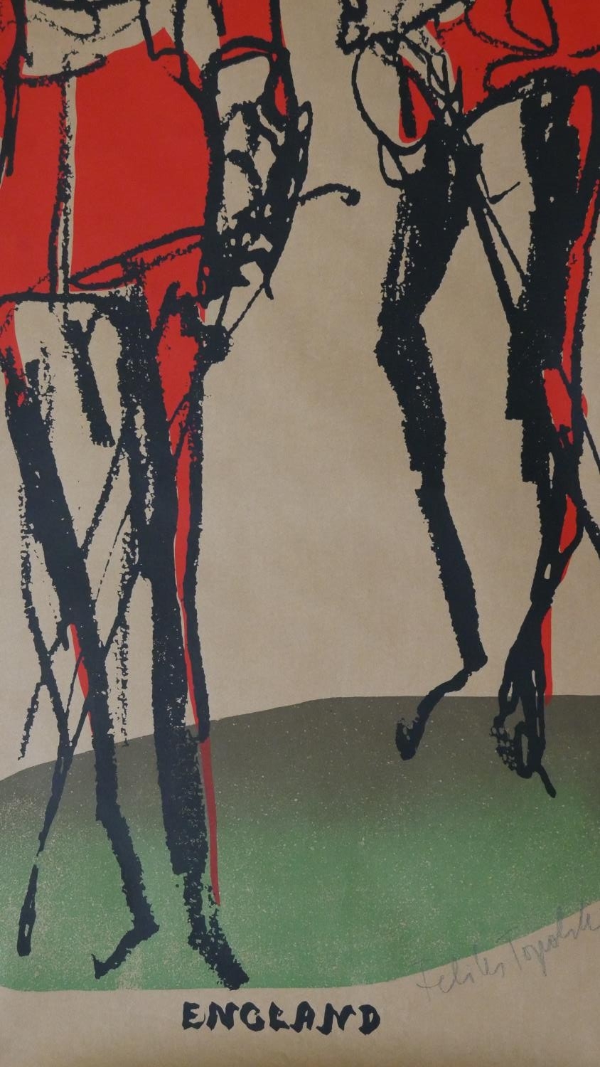 Felix Topolski (1907 - 1989) A large unframed signed limited edition England poster, showing two - Image 4 of 6