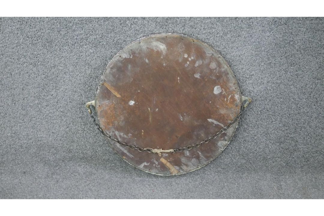 A C.1900 copper and brass hammered wall mirror with bevelled plate. H.37 W.42cm - Image 6 of 6