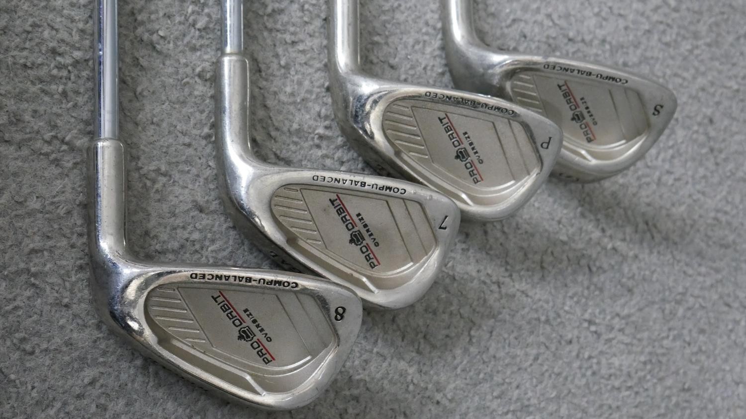 A full set of irons and woods in leather effect gold bag. H.111 W.30 D.36cm - Image 10 of 15