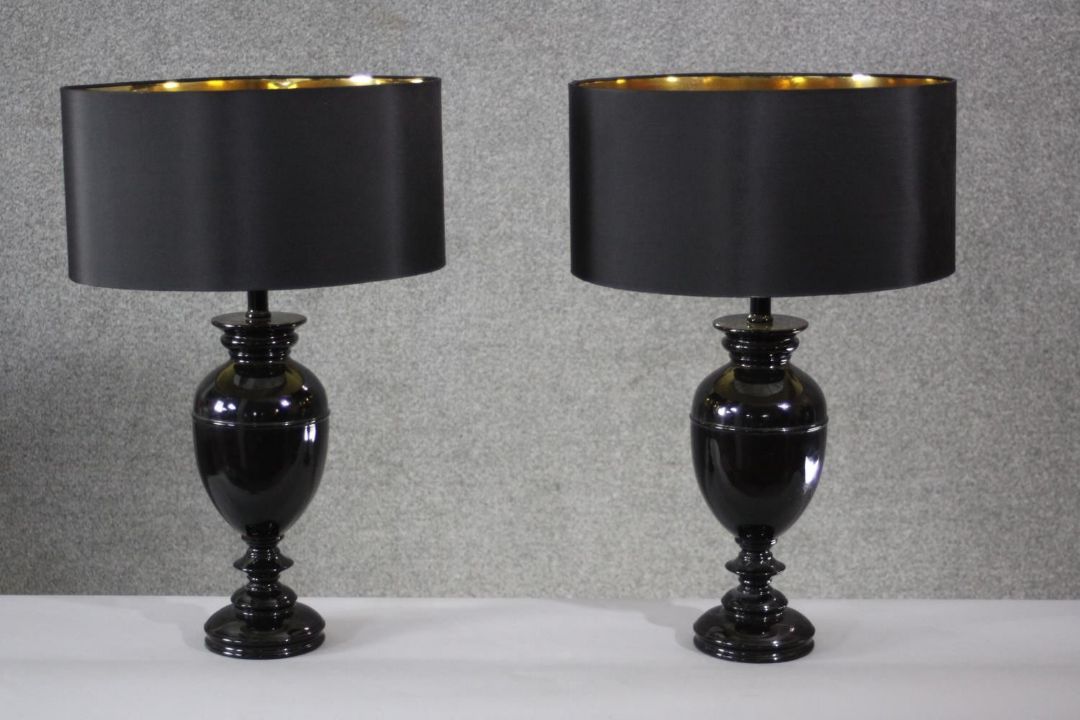 A pair of contemporary glazed table lamps. H.62cm. - Image 1 of 6