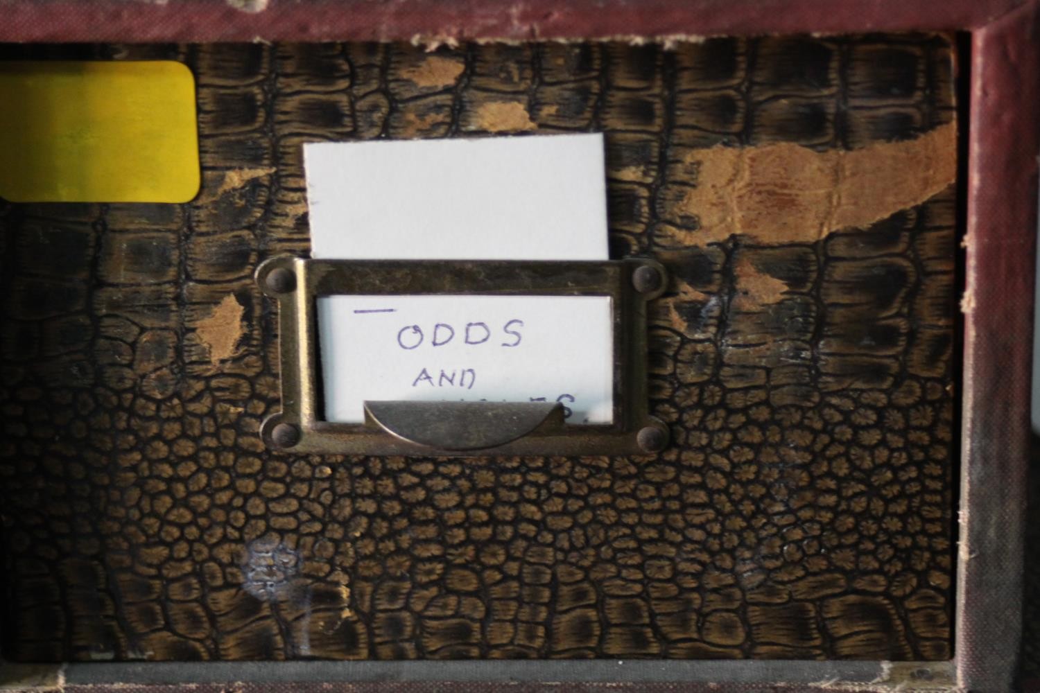 A collection of six vintage faux crocodile skin desk top filing boxes. H.12 W.17 D.39cm. - Image 2 of 3