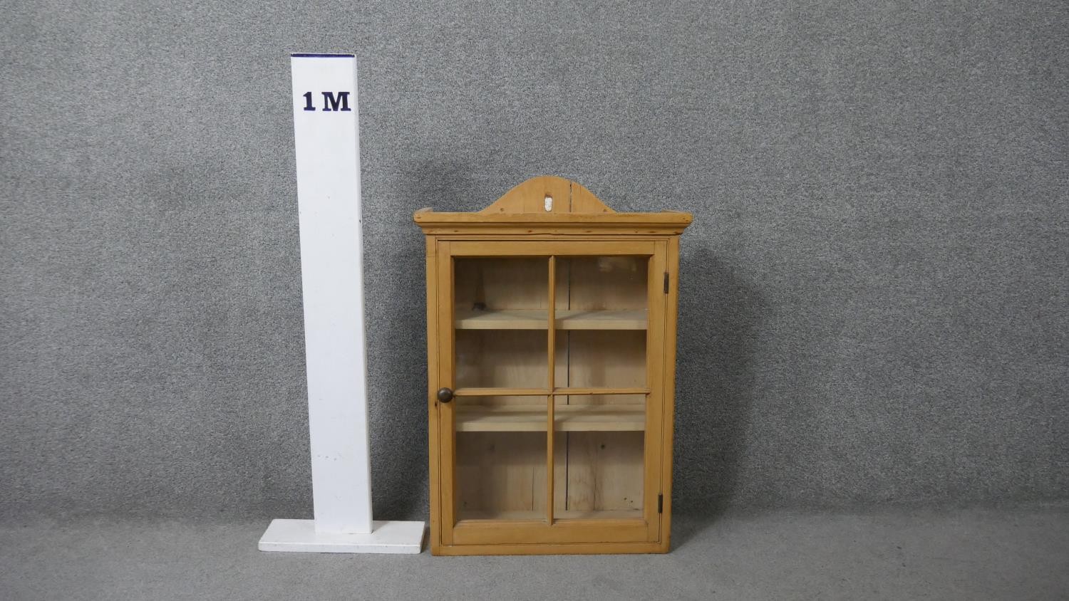 A pine wall hanging cabinet with glazed door. H.67 D.54 D.22cm - Image 2 of 8