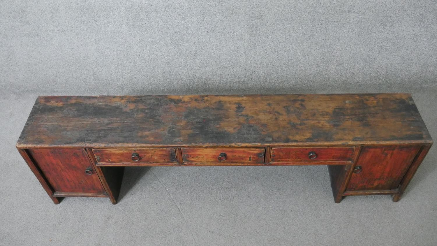 Low sideboard, Chinese 19th century painted. H.40 W.147 D.26cm - Image 3 of 7
