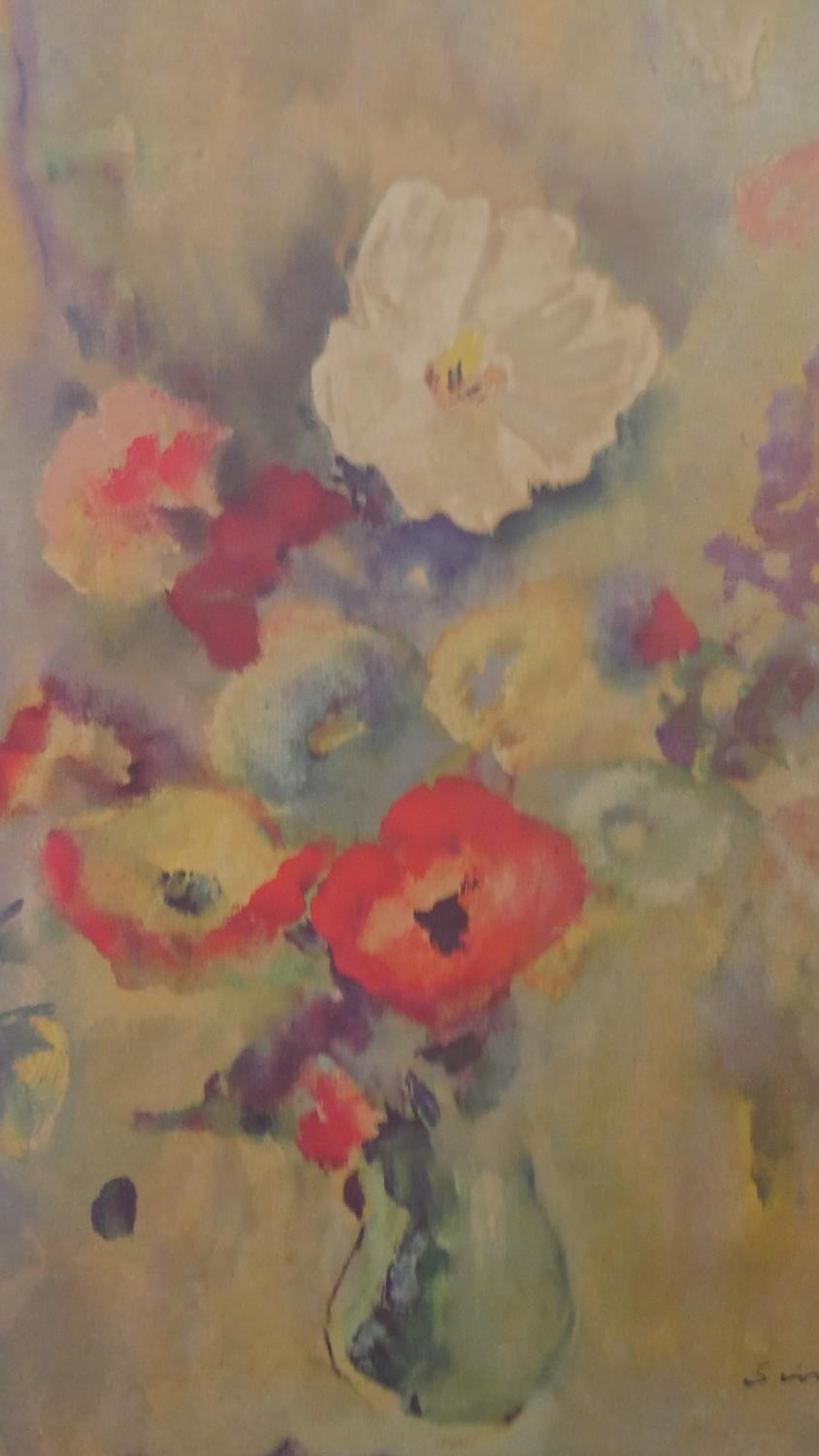 Two framed and glazed coloured prints. One Mid-century, depicting a vase of flowers, signed in plate - Image 3 of 10