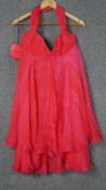 An as new with labels Emanuel Ungaro Parallele coral two layered chiffon halter neck dress, size 12.