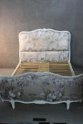 Bedstead, contemporary Louis XV style painted, to take a standard double mattress.