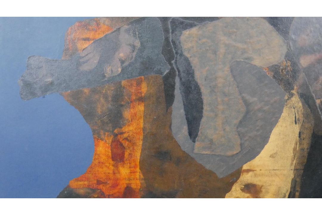 Alfred Harris- A large framed acrylic and paper on panel, titled 'Edge of Light', inscribed verso. - Image 4 of 7