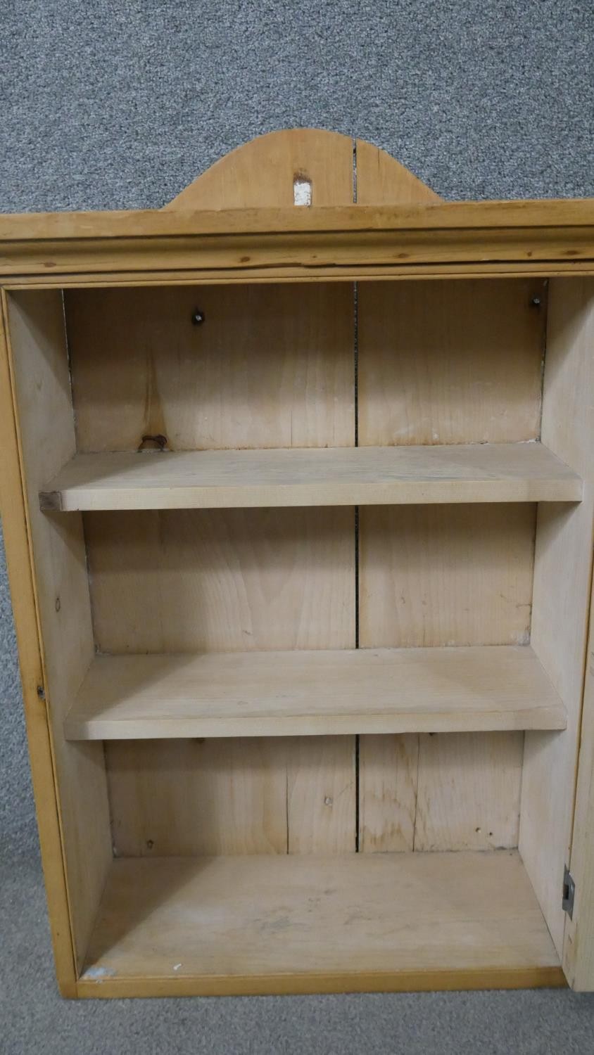 A pine wall hanging cabinet with glazed door. H.67 D.54 D.22cm - Image 6 of 8