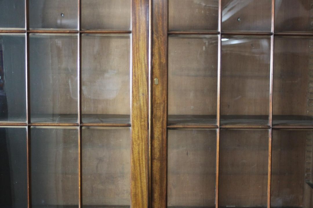 A late Georgian mahogany secretaire bookcase the upper astragal glazed section above fitted - Image 4 of 6