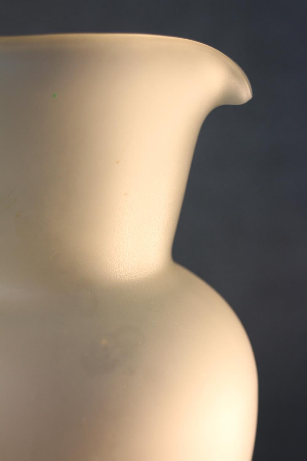 A vintage hand blown frosted clear art glass jug of elongated form. H.39 W.18 D.14cm. - Image 5 of 6