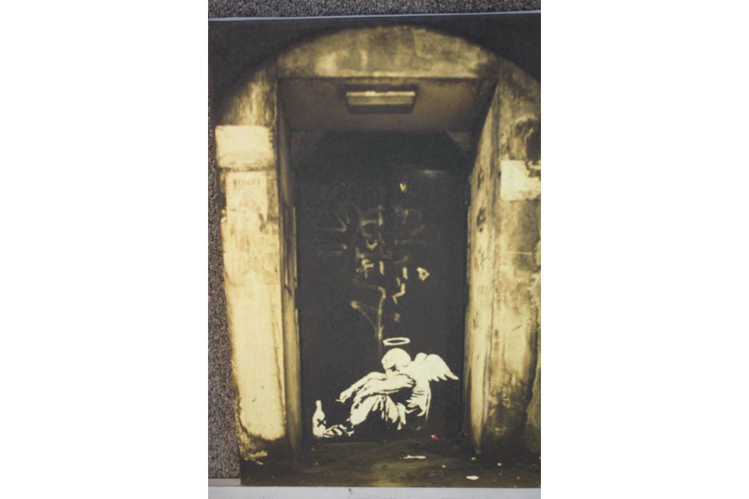 Four Banksy reproduction prints on canvas. H. 63 W.91cm. - Image 4 of 5