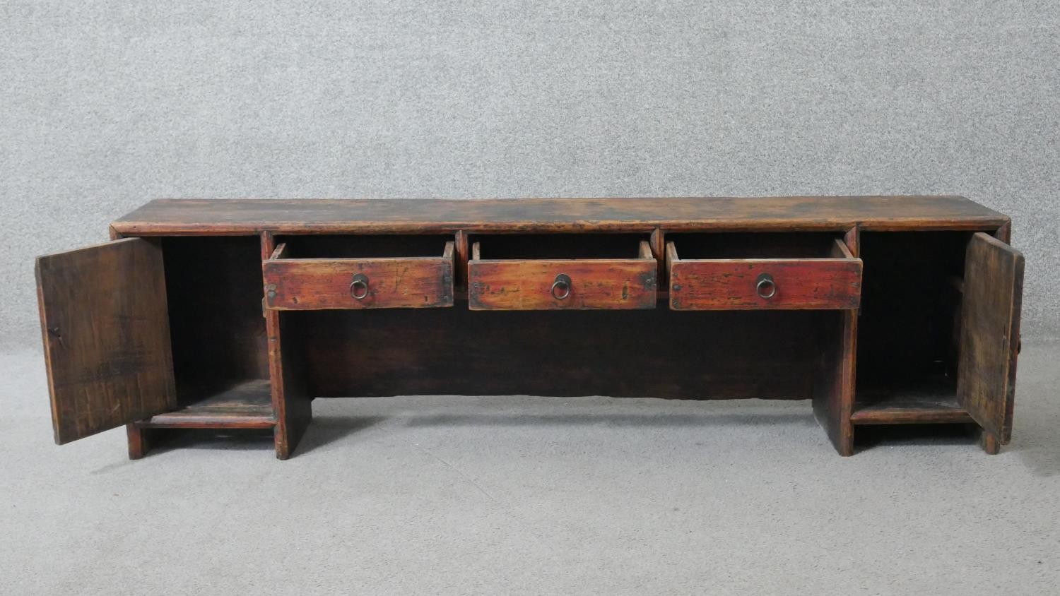 Low sideboard, Chinese 19th century painted. H.40 W.147 D.26cm - Image 5 of 7