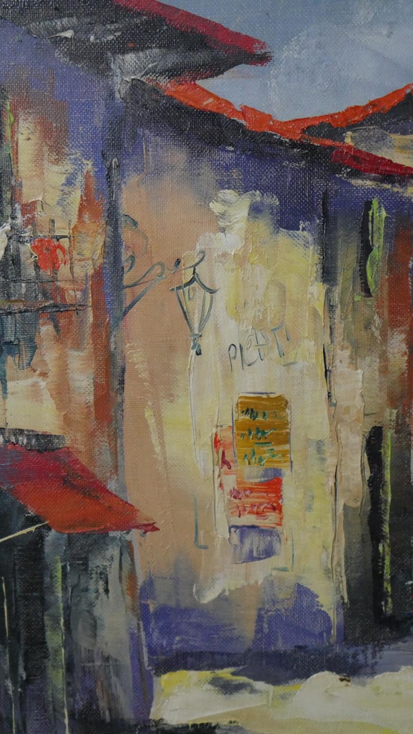 A framed oil on canvas of a Mediterranean village, signed Campria. H.53 W.92cm - Image 5 of 6