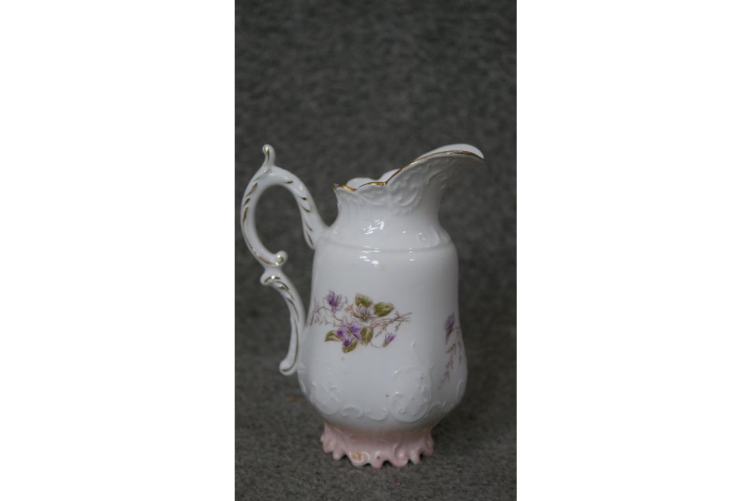 A Victorian hand painted fine china ten person part coffee set. Decorated with violets and gilded - Image 12 of 14
