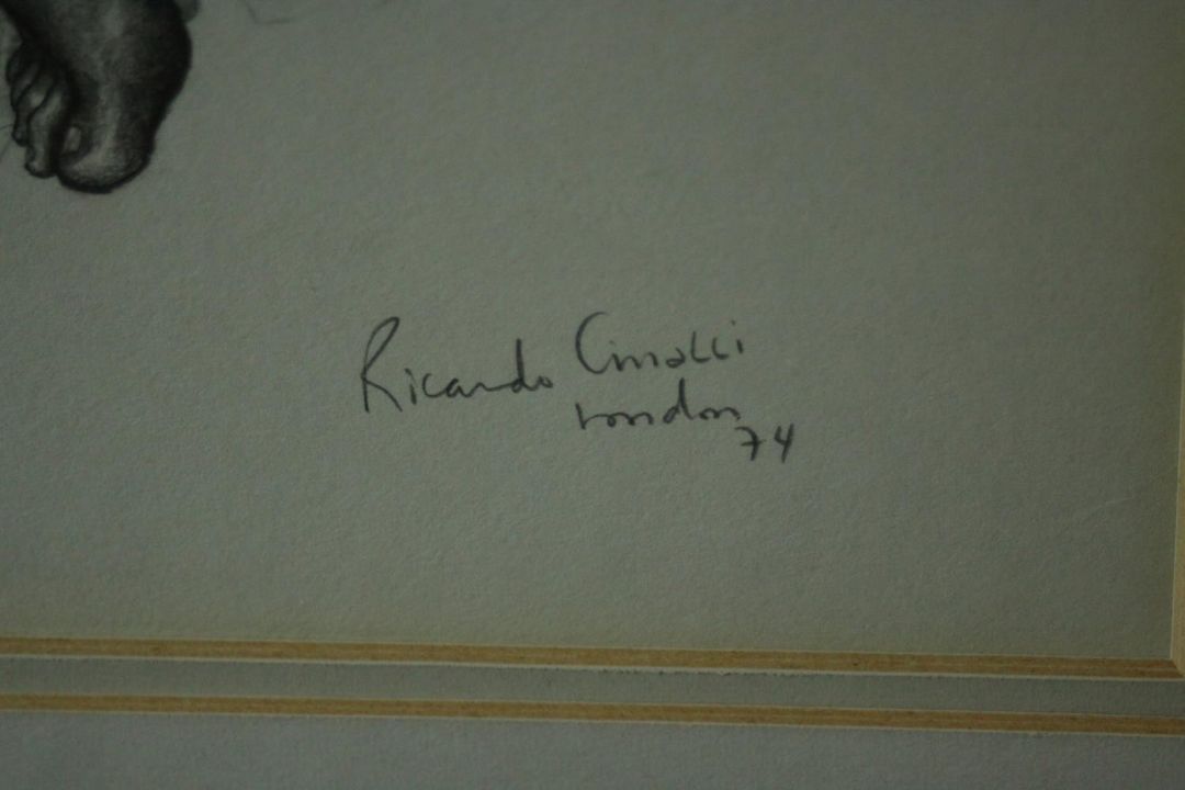 Ricardo Cinalli (B.1948), a framed and glazed pencil drawing, study of a naked couple, signed and - Image 3 of 5