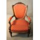 A late 19th century carved mahogany armchair in geometric floral upholstery on fluted tapering - Image 1 of 4