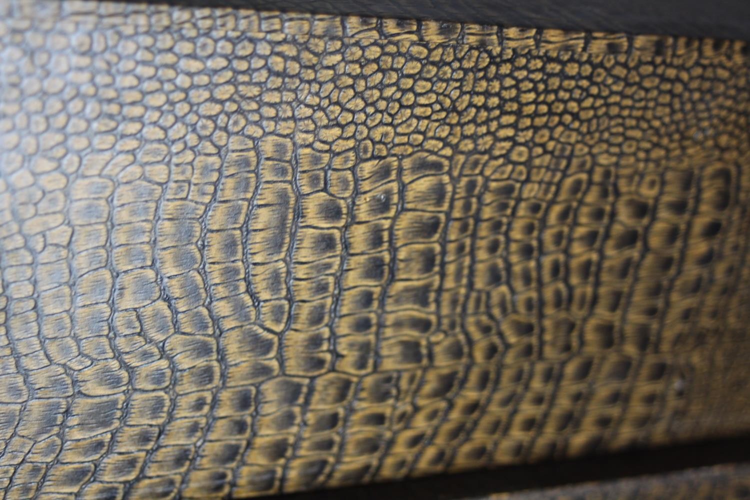 A collection of six vintage faux crocodile skin desk top filing boxes. H.12 W.17 D.39cm. - Image 3 of 3