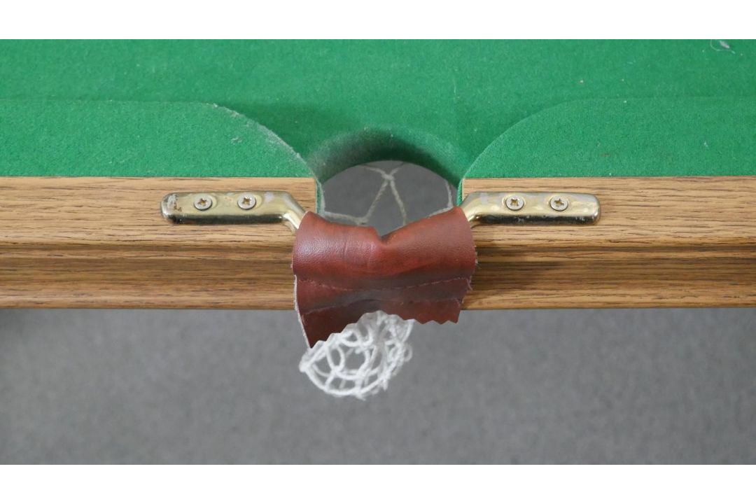 A Riley folding snooker table and accessories. H.83 W.190 D.87cm (Baize worn and legs in need of - Image 10 of 12