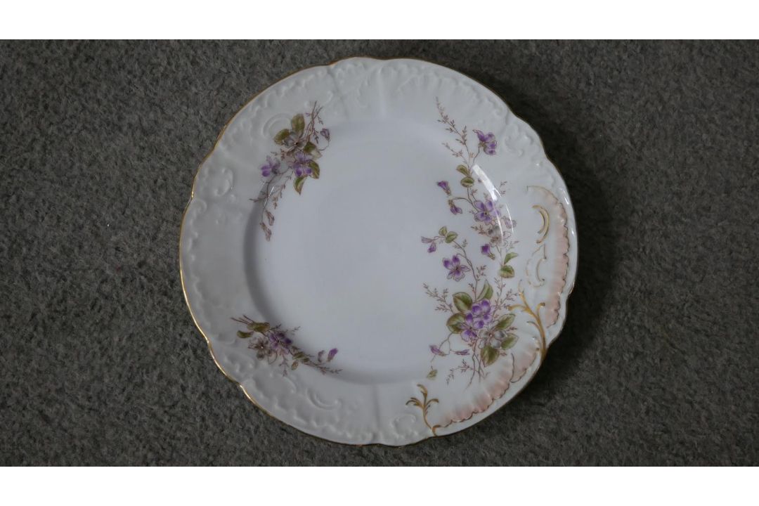 A Victorian hand painted fine china ten person part coffee set. Decorated with violets and gilded - Image 3 of 14
