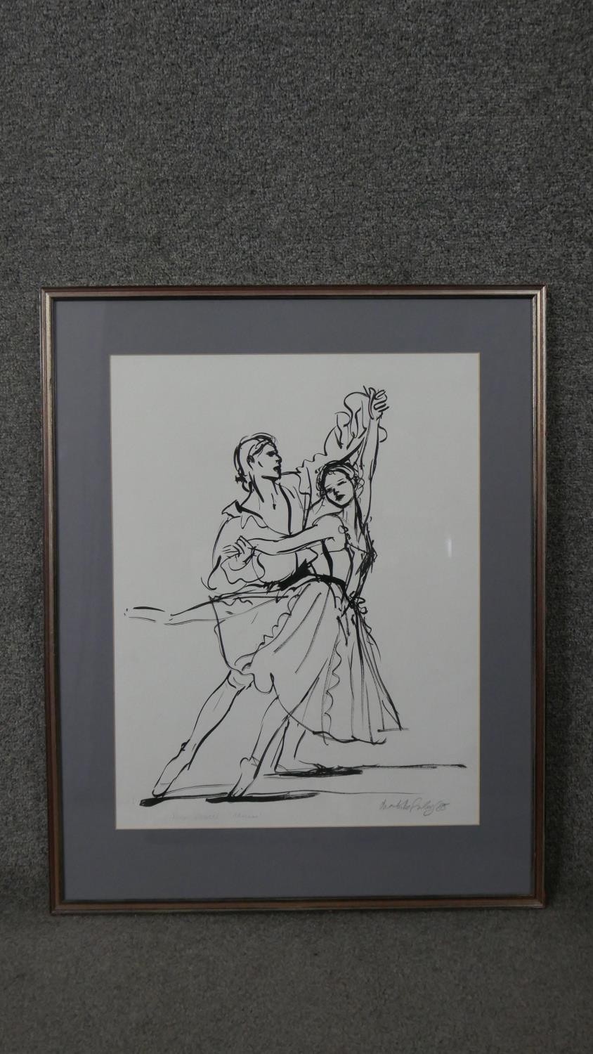 Charlotte Fawley (British 20th Century) A framed and glazed acrylic study of two Royal Ballet