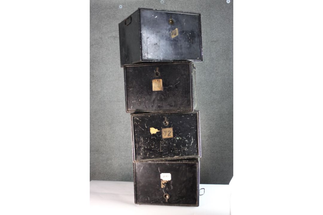 A collection of four vintage metal desk top filing cabinets. H.30 W.40 D.40 cm.(each) - Image 1 of 6