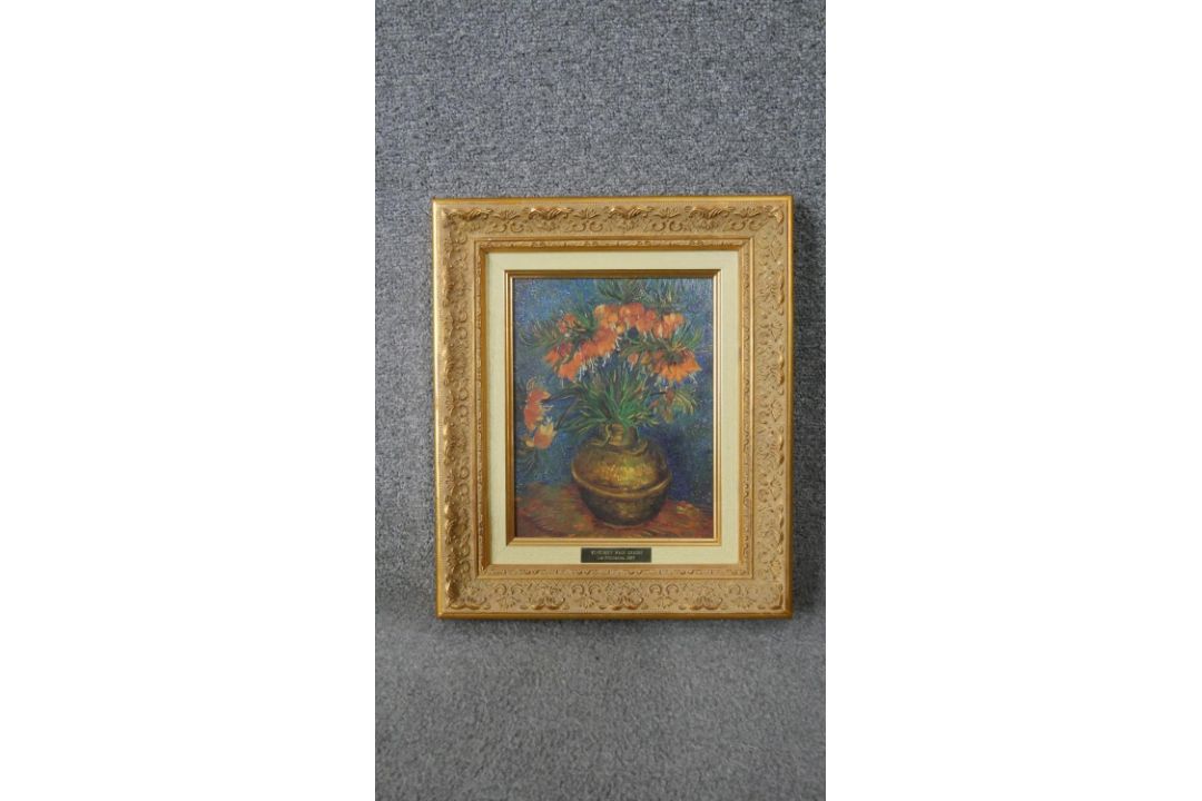 Two framed and glazed varnished prints of oil still life's. One by Renoir and one by Van Gogh and - Image 7 of 12